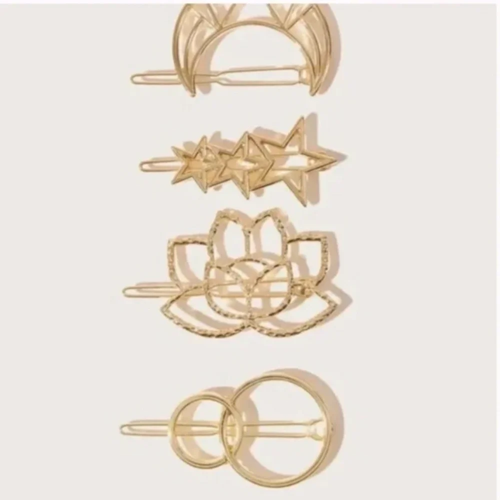 FREE Lotus Floral Star Moon Hipster Hippie Art Deco Farm Hip Boho Hair Clips Set